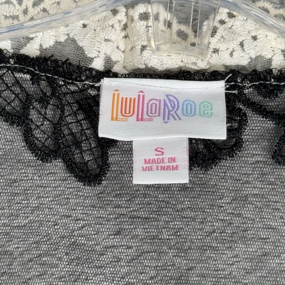 Lularoe Sweater Womens Small Black Ivory Lace Chloe Longline Duster Midi Gothic - Picture 6 of 8